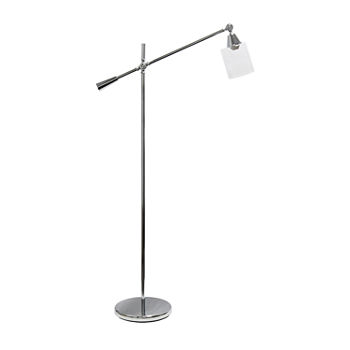 Lalia Home Swing Arm With Clear Glass Cylindrical Shade Metal Floor Lamp