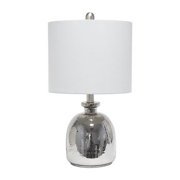 Lalia Home Hammered Glass Jar With Linen Shade Glass Table Lamp
