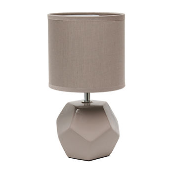 Simple Designs Round Prism Mini With Matching Fabric Shade Ceramic Table Lamp