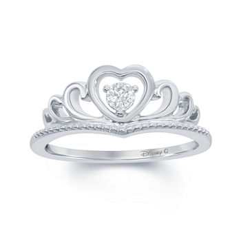 Enchanted Disney Fine Jewelry Diamond Accent Sterling Silver "Disney Princess" Crown with Heart Ring