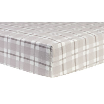 Trend Lab Gray And White Plaid Flannel 1 Pair Animals + Insects Crib Sheet