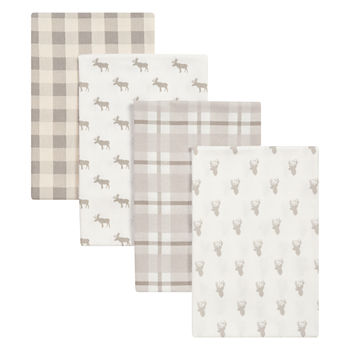 Trend Lab Stag And Moose Flannel 4-pc. Receiving Blanket