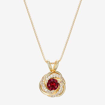 Womens Lab Created Red Ruby 18K Gold Over Silver Pendant
