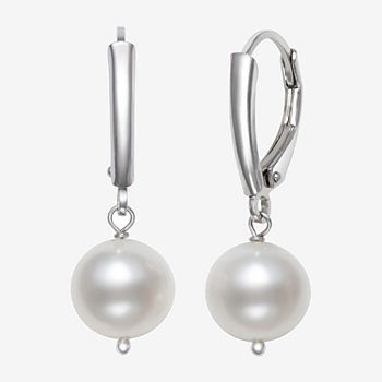 Limited Time Special! White Cultured Freshwater Pearl Sterling Silver Drop Earrings