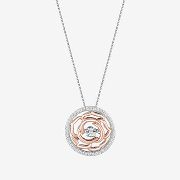 Enchanted Disney Fine Jewelry 1/5 CT. T.W.  Diamond 14K Rose Gold Over Silver Belle Pendant Necklace
