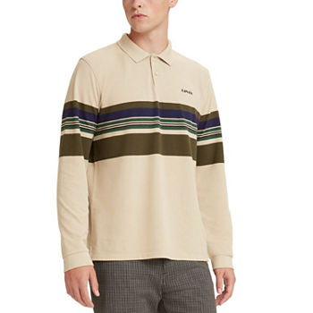 Levi's® Mens T3 Long Sleeve Striped Pique Polo Shirt