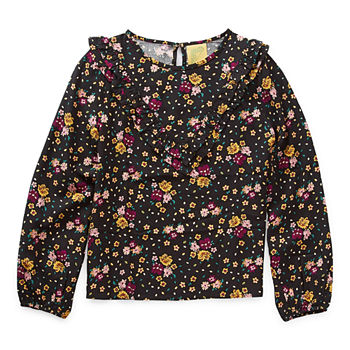 Thereabouts Little & Big Girls Round Neck Long Sleeve Blouse