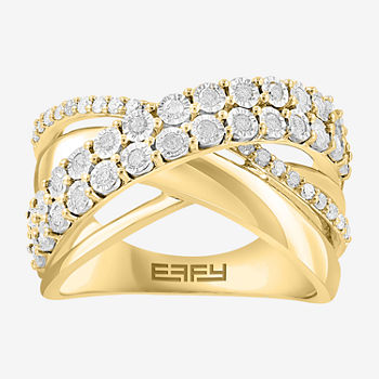 Effy  1/2 CT. T.W. Genuine White Diamond 14K Gold Over Silver Sterling Silver Crossover Band