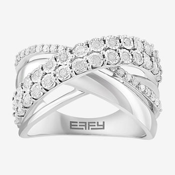 Effy  1/2 CT. T.W. Genuine White Diamond Sterling Silver Crossover Band