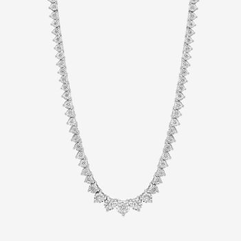 Effy  Womens 1 7/8 CT. T.W. Lab Grown White Diamond 14K White Gold Tennis Necklaces