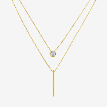 Limited Time Special! Womens 2-pc. Diamond Accent Genuine White Diamond 14K Gold Over Silver Sterling Silver Bar Necklace Set