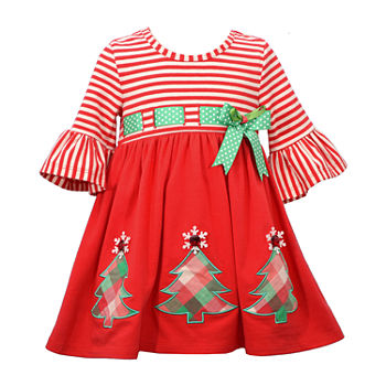 Bonnie Jean Toddler Girls 3/4 Sleeve Bell Sleeve Babydoll Dress