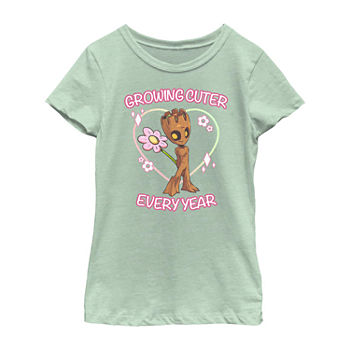 Groot Little & Big Girls Crew Neck Guardians of the Galaxy Short Sleeve Graphic T-Shirt