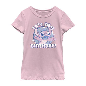Disney Little & Big Girls Crew Neck Stitch Short Sleeve Graphic T-Shirt