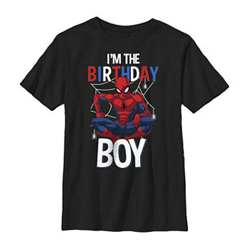 Little & Big Boys Crew Neck Spiderman Short Sleeve Graphic T-Shirt