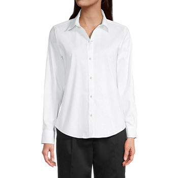 Liz Claiborne Tall Womens Long Sleeve Loose Fit Button-Down Shirt