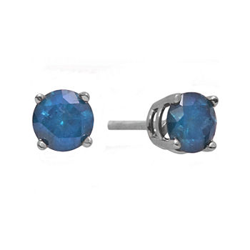 2 CT. T.W. Color-Enhanced Blue Diamond Stud Earrings