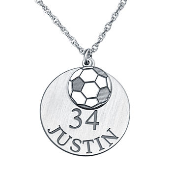 Personalized Unisex Adult Soccer Ball Double-Charm Name and Player Number Pendant Necklace