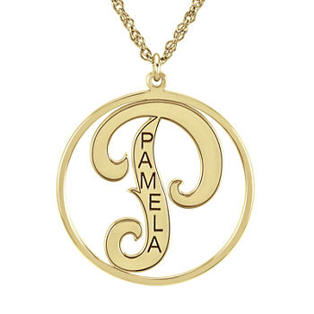 Personalized 25mm Initial and Name Circle Pendant Necklace