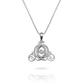 Enchanted Disney Fine Jewelry 3/8 C.T. T.W. Genuine Diamond 10K White Gold "Cinderella" Carriage Necklace