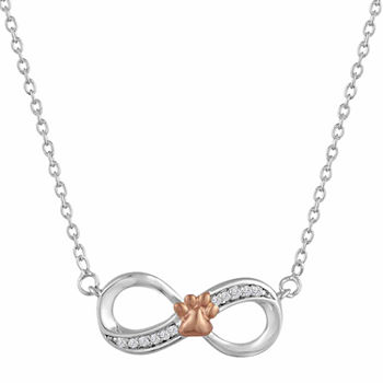 "Friendship" Womens Diamond Accent Genuine White Diamond 14K Gold Over Silver Infinity Pendant Necklace
