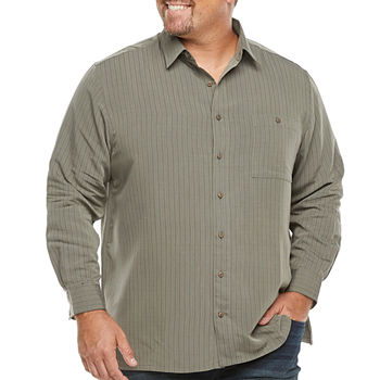 Campia Sport Big and Tall Mens Regular Fit Long Sleeve Striped Button-Down Shirt