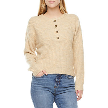 a.n.a Womens Henley Neck Long Sleeve Pullover Sweater