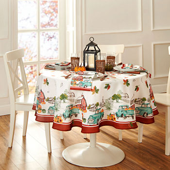 Elrene Home Fashions Farm Fresh Pumpkin 70x70 Tablecloth