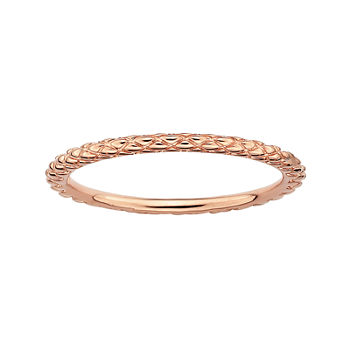 Personally Stackable 18K Rose Gold Over Sterling Silver 1.5mm Criss-Cross Ring