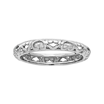 Personally Stackable Sterling Silver Carved Stackable Ring