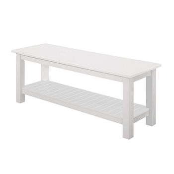 Country Style Entry Bench with Slatted Shelf