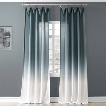 Exclusive Fabrics & Furnishing Ombre Faux Linen Light-Filtering Rod Pocket Single Curtain Panel