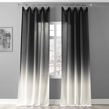 Exclusive Fabrics & Furnishing Ombre Faux Linen Light-Filtering Rod Pocket Single Curtain Panel
