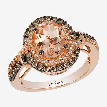 Le Vian Grand Sample Sale® Ring featuring 1  1/3 cts. Peach Morganite™, 1/3 cts. Chocolate Diamonds® , 1/6 cts. Vanilla Diamonds®  set in 14K Strawberry Gold®