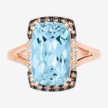 Le Vian Grand Sample Sale® Ring featuring 6  3/8 cts. Blue Topaz, 1/5 cts. Chocolate Diamonds® , 1/20 cts. Nude Diamonds™  set in 14K Strawberry Gold®