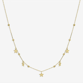 Made in Italy Womens 14K Gold Star Strand Necklace