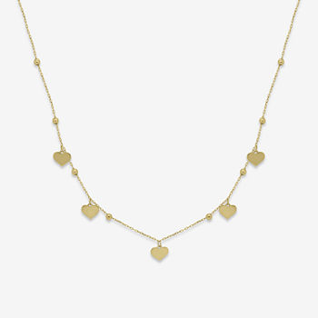 Made in Italy Womens 14K Gold Heart Strand Necklace