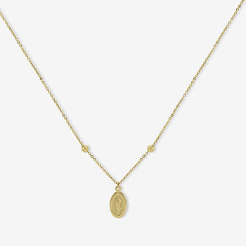 Lady Of Guadalupe Womens 14K Gold Oval Pendant Necklace