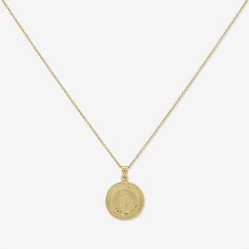 Womens 14K Gold Over Silver Round Pendant Necklace