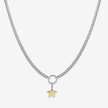 Womens 10K Gold Sterling Silver Star Pendant Necklace