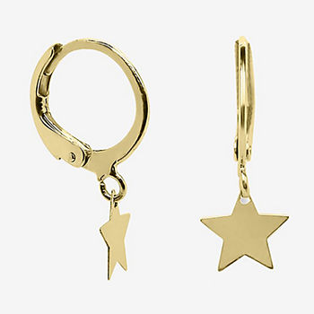 14K Gold 20mm Star Hoop Earrings
