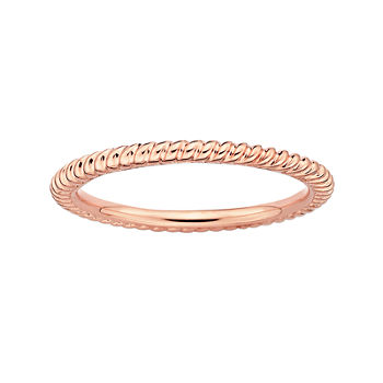 Personally Stackable 18K Rose Gold Over Sterling Silver 1.5mm Twisted Ring