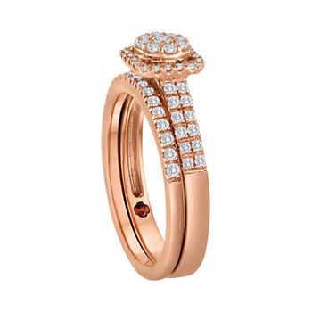 1/2 CT. T.W. Diamond 10K Rose Gold Bridal Ring Set