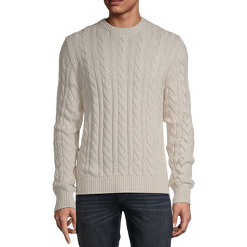 St. John's Bay Crew Neck Long Sleeve Cable-Knit Sweater