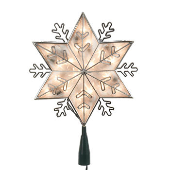 Kurt Adler 20-Light Silver Snow Star Tree Topper With Clear Bulbs