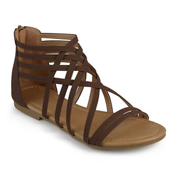 Journee Collection Womens Hanni Criss Cross Strap Gladiator Sandals