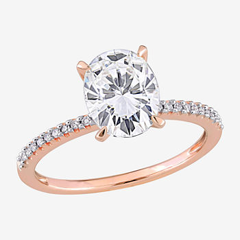 Womens 1/10 CT. T.W. Lab Created White Moissanite 14K Rose Gold Engagement Ring