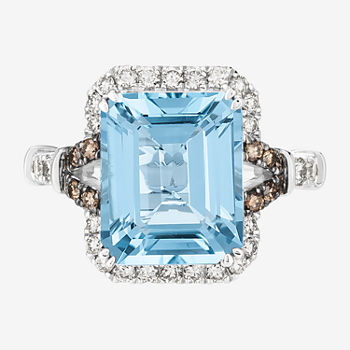 Le Vian Grand Sample Sale® Ring featuring 6 cts. Blue Topaz, 3/8 cts. Nude Diamonds™ , 1/6 cts. Chocolate Diamonds®  set in 14K Vanilla Gold®