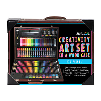 Art 101 Creativity Art Set with 173 Pieces in a Wood Carrying Case