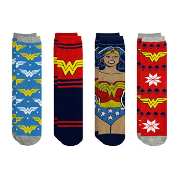 4 Pair Wonder Woman Crew Socks Womens